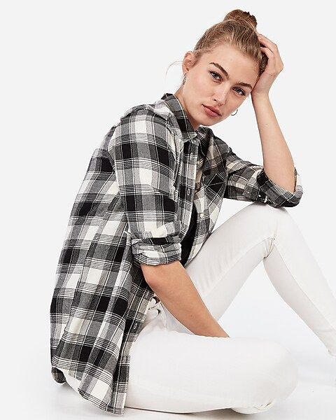 plaid boyfriend flannel shirt | Express
