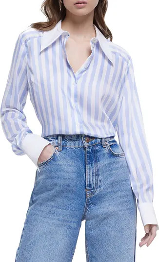 Stripe Satin Button-Up Shirt | Nordstrom