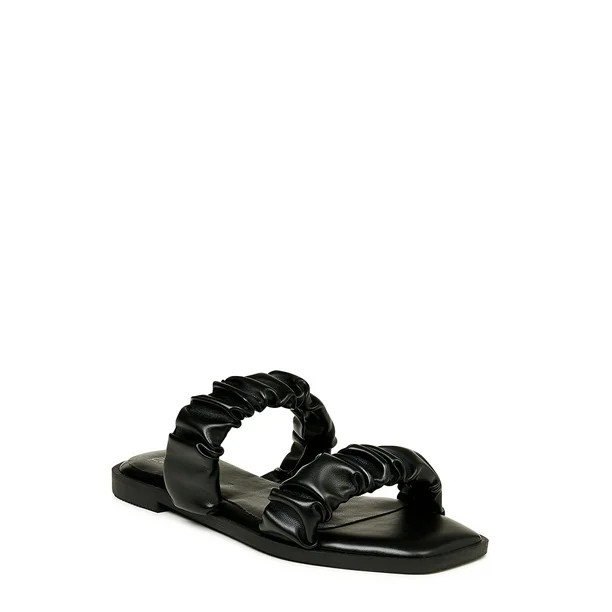 Time and Tru Women's Ruched Strap Sandals - Walmart.com | Walmart (US)