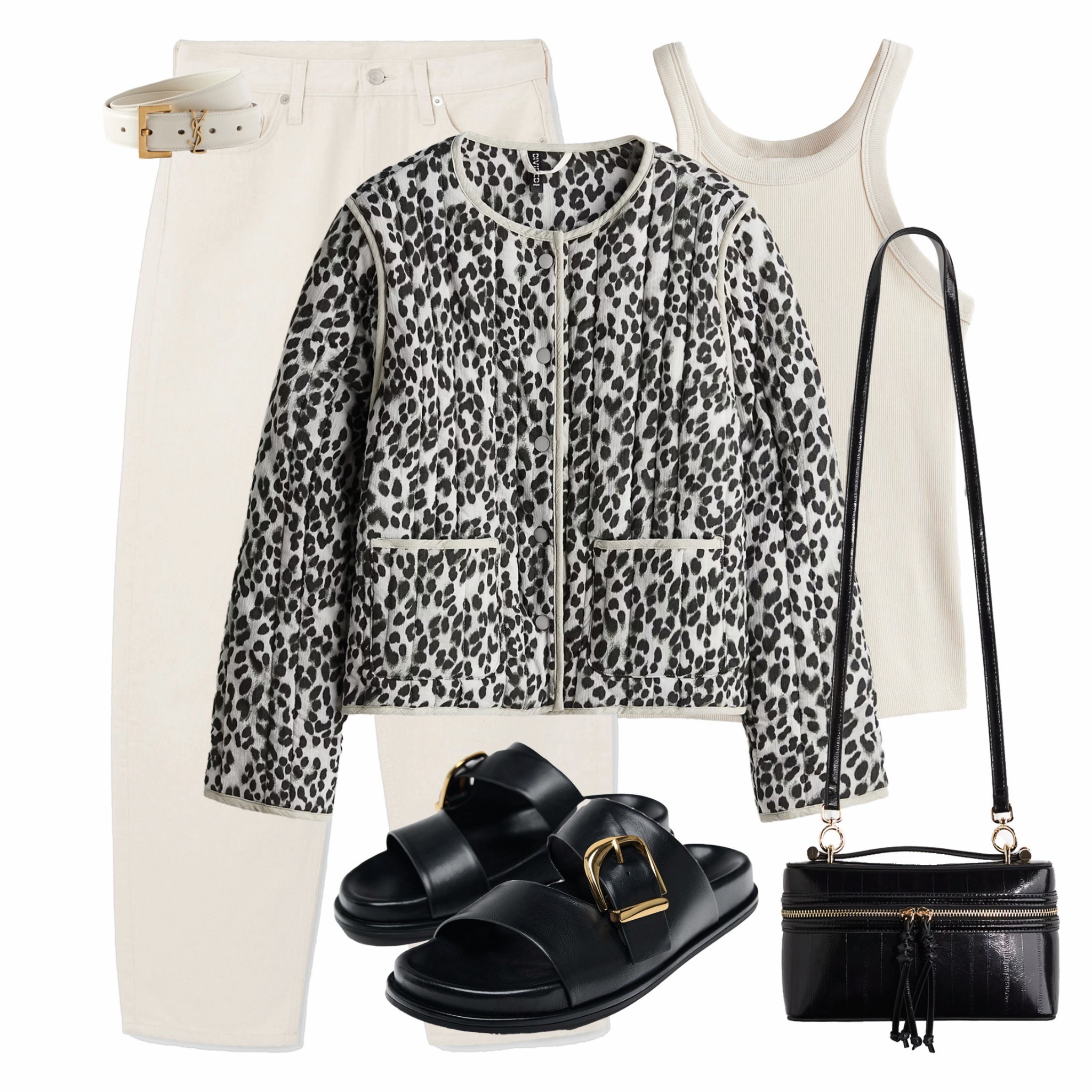 Leopard print quilted jacket styling

Flat lay of a stylish leopard animal print quilted, cream beige vest and jeans and black chunky sandals and cross body bag accessories. leopard print, quilted jacket, fall fashion, street style, neutral tones, it girl style, fashion inspo, outfit of the day, chic outfit, statement jacket, comfy outfit, minimalist fashion, wardrobe staples, trendy outerwear, capsule wardrobe, effortless style, luxury style, elevated basics, modern classic, back and white, transitional fashion, spring outfit, layered look, bold neutrals, spring layers, fashion content, closet goals, effortless chic, neutral palette, city style, leopard fashion, stylish coat, influencer style, fashion edit, seasonal style, wild print, outerwear goals, trend alert, everyday chic, fashion forward, neutral fashion, statement outerwear

#LTKspring #LTKuk #LTKeurope