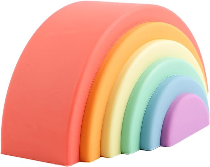 BLUE GINKGO Silicone Rainbow Stacker - Montessori Rainbow Nesting Puzzle | Kids and Toddler Stack... | Amazon (US)