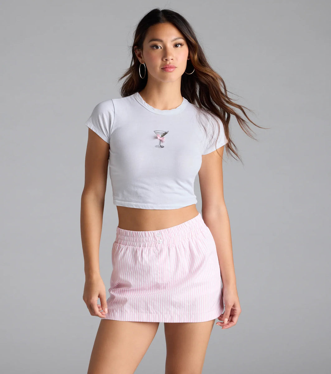 Just A Girl Mid-Rise Striped Boxer Skort | Windsor Stores