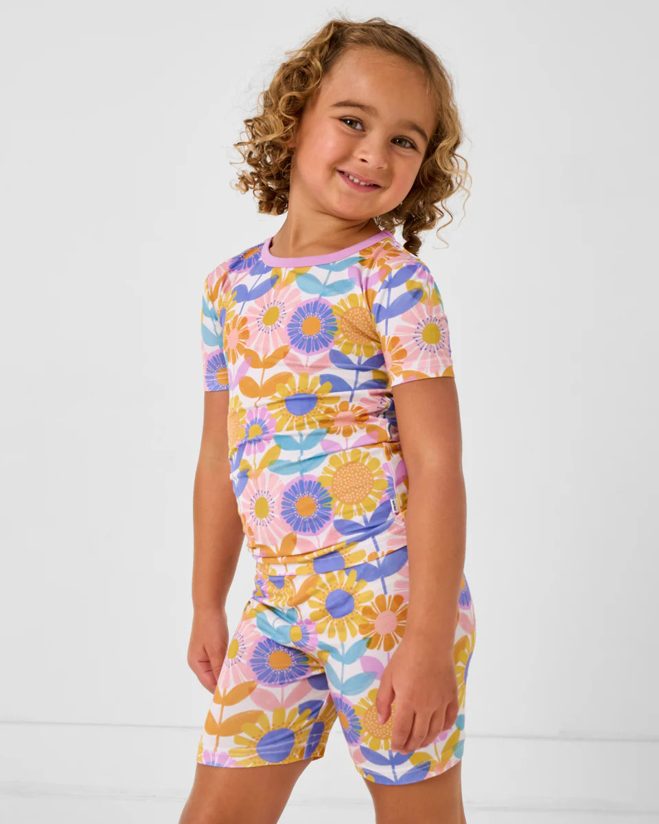 Petal Power Two-Piece Short Sleeve & Shorts Pajama Set | Little Sleepies
