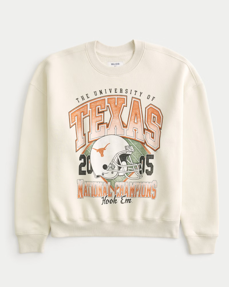 Men's Boxy University of Texas Graphic Crew Sweatshirt | Men's Tops | HollisterCo.com | Hollister (US)