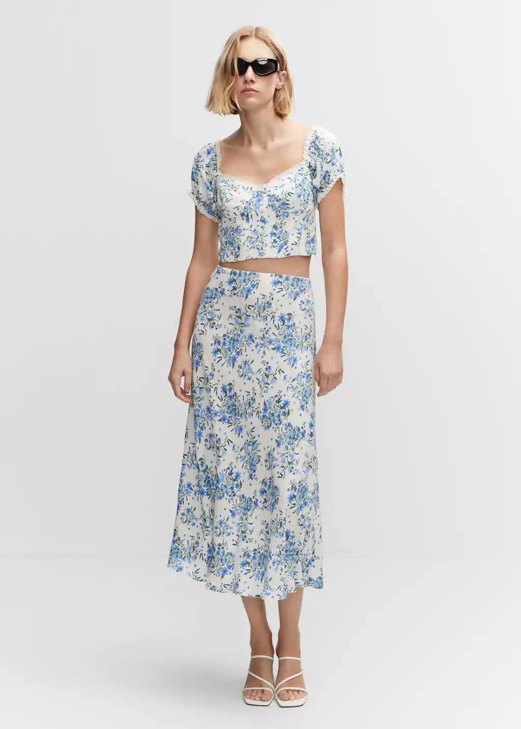 Floral midi skirt -  Women | Mango USA | MANGO (US)