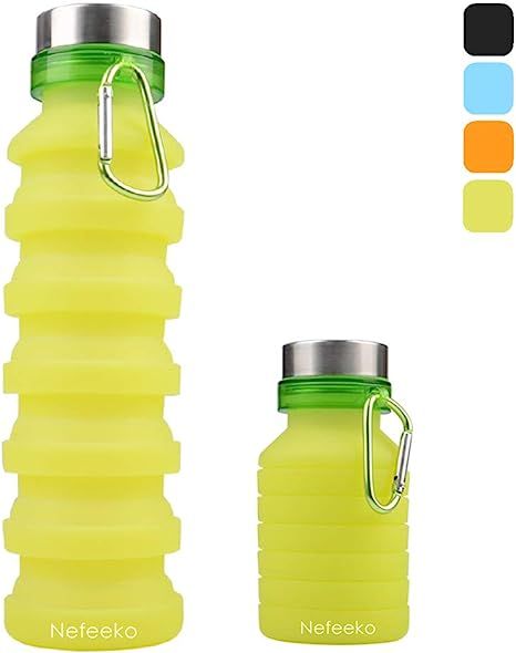 Nefeeko Collapsible Water Bottle, Reuseable BPA Free Silicone Foldable Water Bottles for Travel G... | Amazon (US)