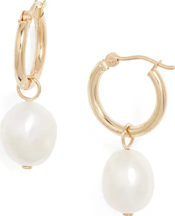 Gold Hoop Earrings with Removable Pearl Charms | Nordstrom