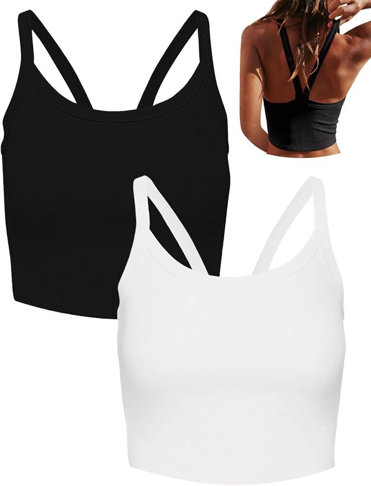 Ugerlov Women's Sleeveless Scoop Neck Tank Tops Racerback Crop Cami Shirt Cute Trendy Workout Tee... | Amazon (US)