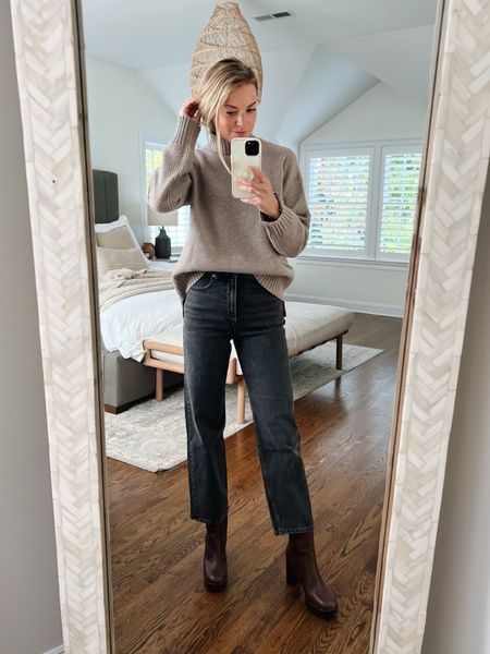 Everlane fall outfit // code STYLED15 for 15% off first purchase
•cashmere sweater (small) 
•washed black denim (tts) 
•platform boots (tts) 

#LTKSeasonal #LTKstyletip #LTKunder100