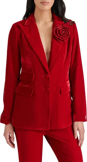 Steve Madden Merene Rosette Detail Velvet Blazer | Nordstrom | Nordstrom