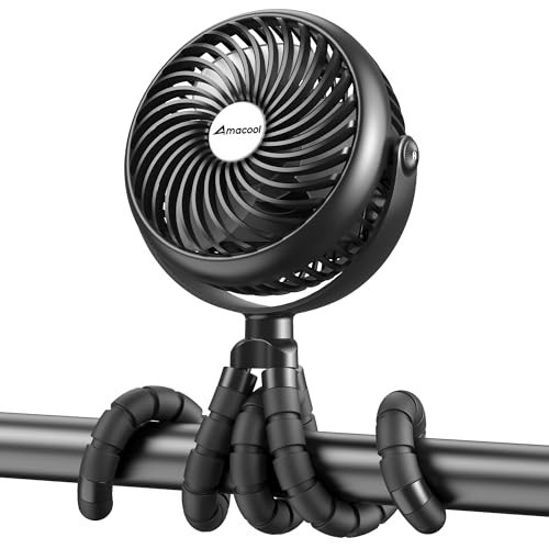 AMACOOL Baby Stroller Fan 20H Work Time Battery Powered Clip on Fan with Flexible Tripod for Car Seat Crib Bike Treadmill Umbrella Wheelchairs | Amazon (US)