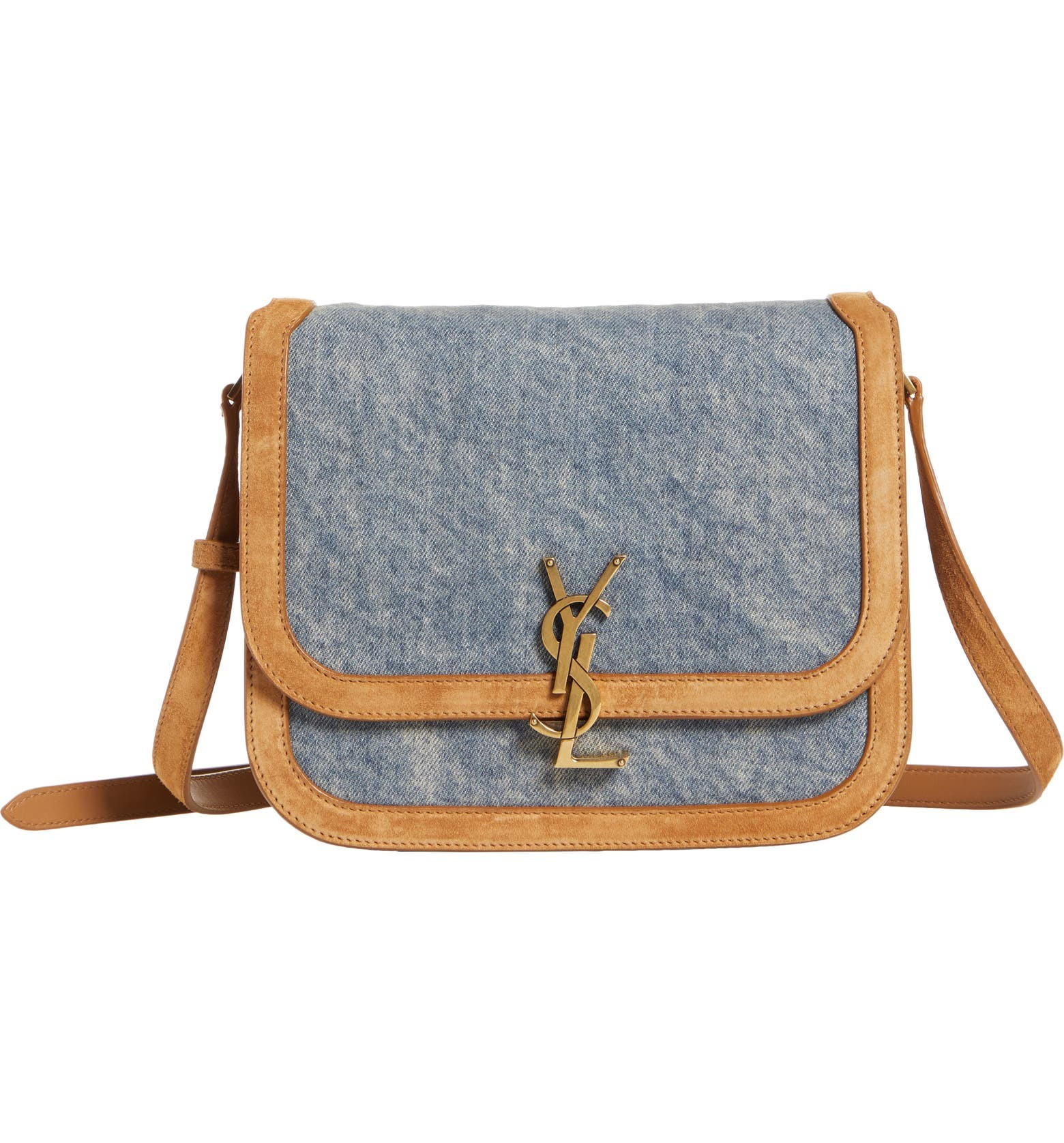 Solferino Denim & Suede Shoulder Bag | Nordstrom