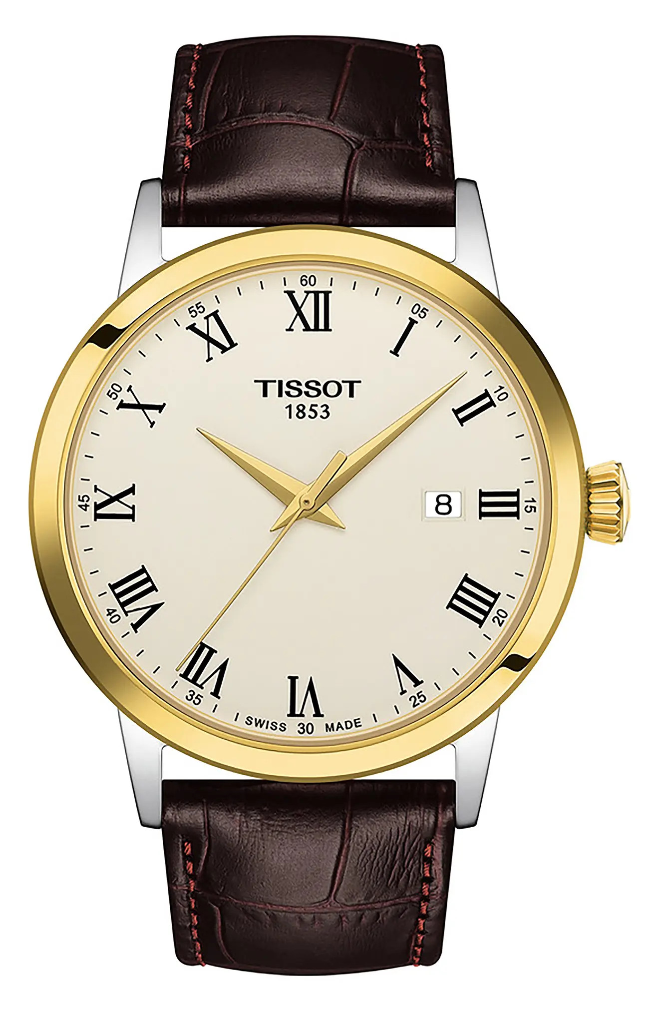 Tissot Classic Dream Leather Strap Watch, 42mm in Ivory at Nordstrom | Nordstrom