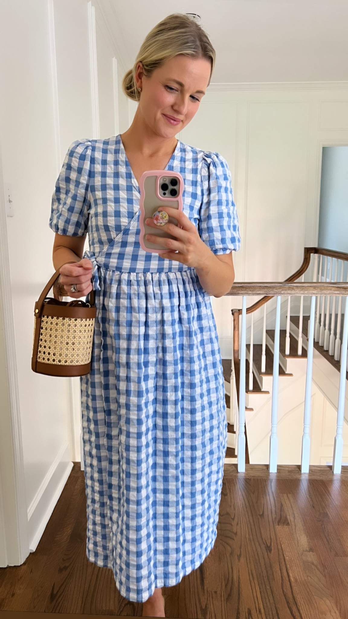 Gingham dress and cane purse 

#LTKSeasonal