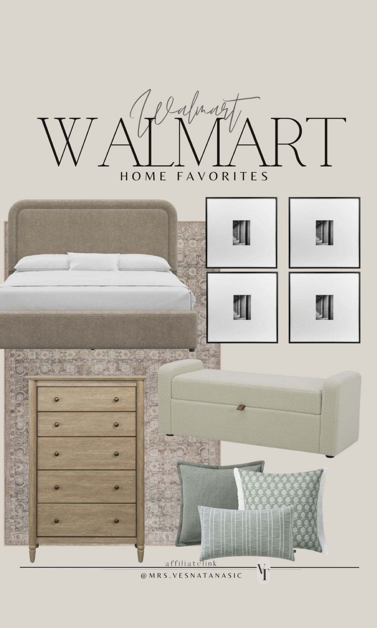 Walmart home finds I am loving! These frames are so good and look like PB ones for half the price. This bed is incredible quality and under $300 for king size!! @walmart #walmartfinds #walmarthome #walmart #bedroom #bed #springhome #galleryframes #rug #dresser #throwpillow 

#LTKSaleAlert #LTKHome #LTKStyleTip