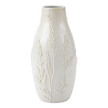 Linden Street 12" White Floral Reactive Glaze Vase | JCPenney