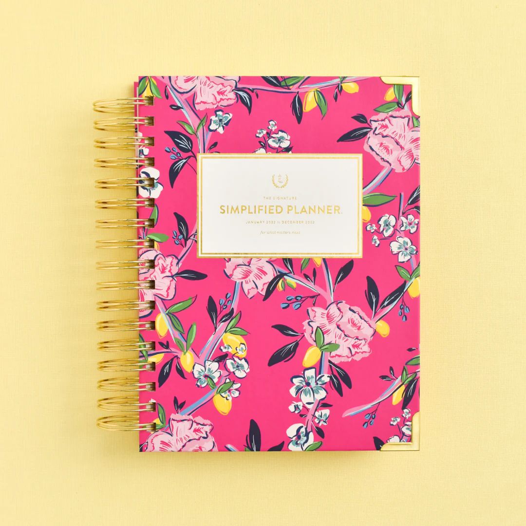 2022 Daily, Simplified Planner, Fuchsia Chinoiserie | Simplified