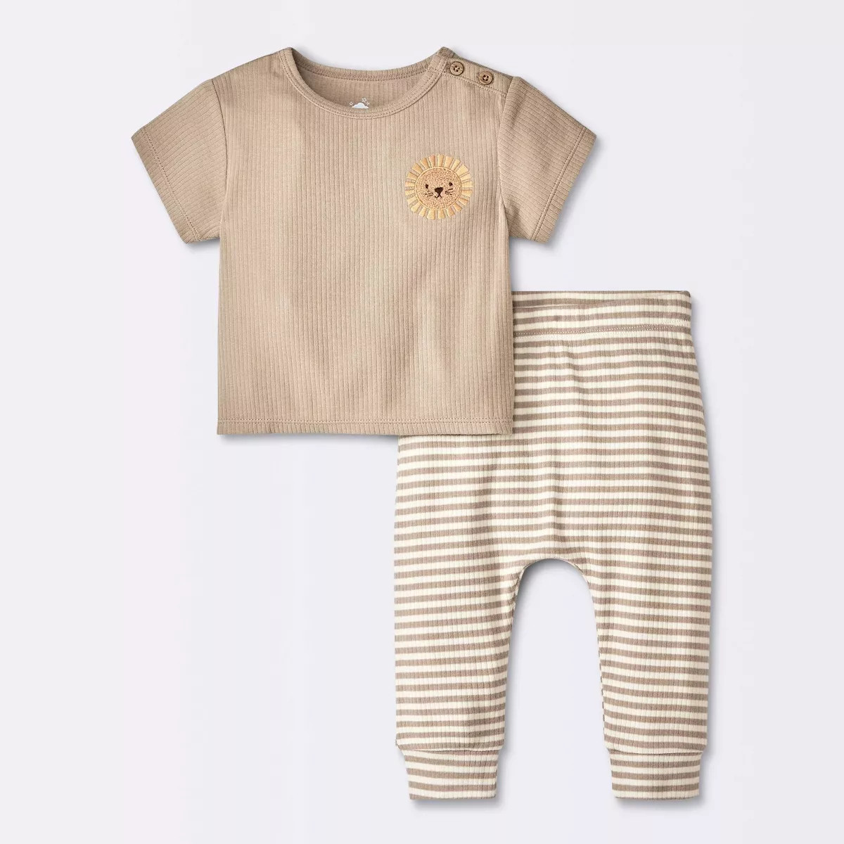 Baby Striped Modal Ribbed T-Shirt & Pants Set - Cloud Island™ | Target