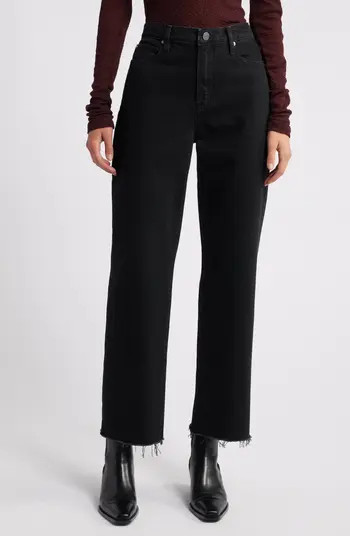 Le Jane High Waist Raw Hem Crop Straight Leg Jeans | Nordstrom