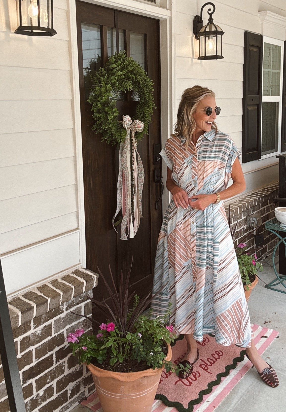 This @Anthropologie dress is 50% off today making it $60! RUN!! 

It is so perfect for fall because you can throw on a blazer or a sweater lightweight beautiful colors lined wearing a size extra small.