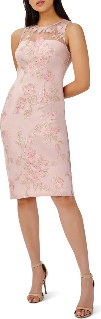 Adrianna Papell Floral Embroidery Sleeveless Sheath Dress | Nordstrom | Nordstrom