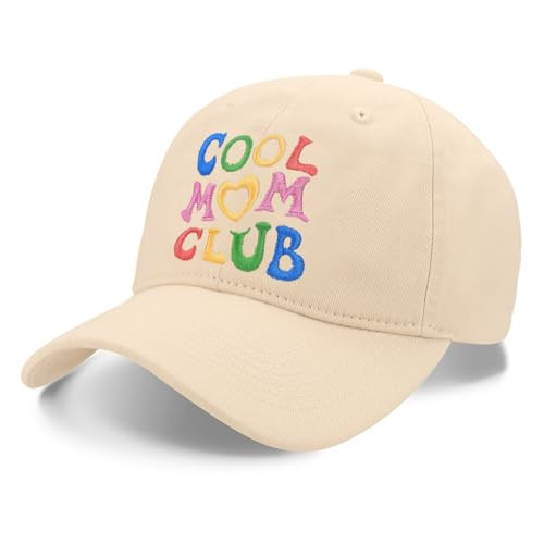 XIAOSLMP Cool Mom Club Hat, for Mom from Daughter Son, Embroidered Adjustable Cotton Baseball Cap Beige | Amazon (US)