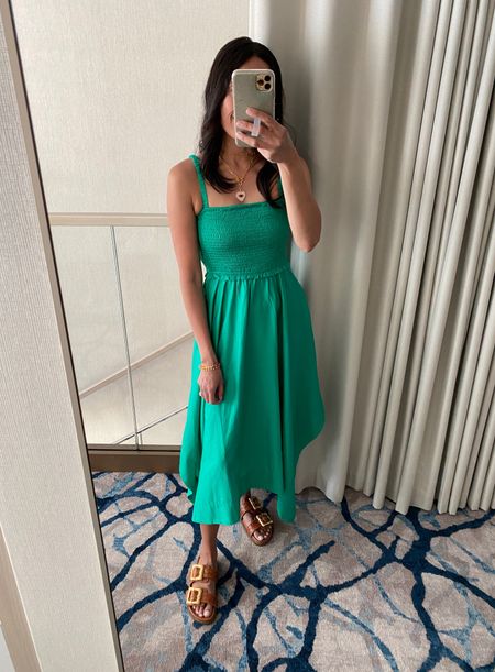 Vacation outfit. Cruise outfit. Vacation outfits. Sun dress. Maxi dress. Midi dress. True to size. Nice material, pockets.  
Slide sandals. True to size. 
Necklace with charm from @sequin use code NAOMI20 to save  

#LTKtravel #LTKfindsunder100 #LTKshoecrush