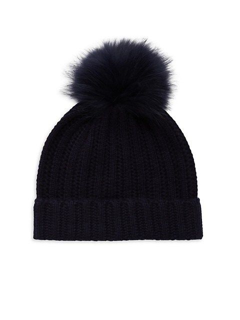 Amicale Fox Fur Pom-Pom Cashmere Beanie on SALE | Saks OFF 5TH | Saks Fifth Avenue OFF 5TH (Pmt risk)