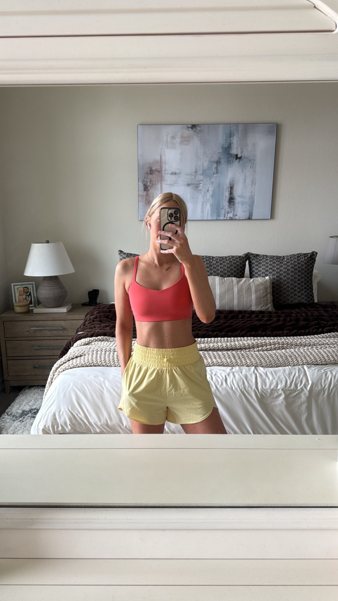 Morning workout outfit 🙌🏻

Wearing these butter yellow shorts (size XS) with a lightweight coral sports bra (size small) from Target. I sized up in the sports bra. 

Linking our bedroom decor, pillows, wall art and bedroom essentials below!

Activewear women, summer activewear, summer outfit, bright activewear, butter yellow, Target finds￼

#LTKfitnessgoals #LTKSaleAlert #LTKmorningroutine