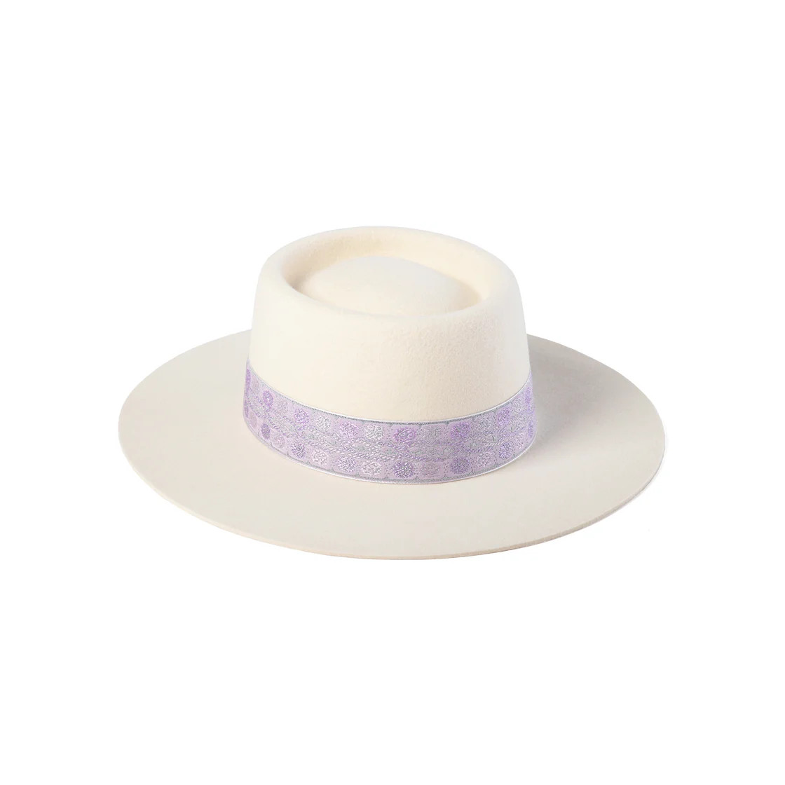 Lavender Lolita - Wool Felt Boater Hat in White | Lack of Color [US] | Lack of Color US
