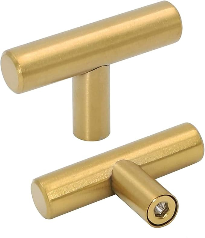 Goldenwarm 15pcs Brushed Brass Single Bar Cabinet Cupboard Drawer Door Handle Pull Knob for Furni... | Amazon (CA)