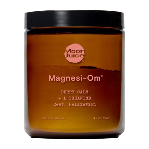 Moon Juice Magnesi-Om Magnesium Powder Supplement - Chelated Magnesium Complex + L-Theanine Blend for Rest, Relaxation & Regularity - Vegan, Non-GMO & No Sugar, Berry, 4.2 oz, 30 Servings | Amazon (US)