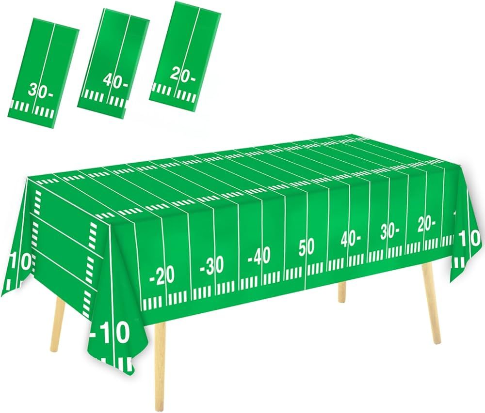 Oigco 3 Packs Party Football Tablecloth（54"x 108"）, Football Theme Party Plastic Touchdown Ta... | Amazon (US)