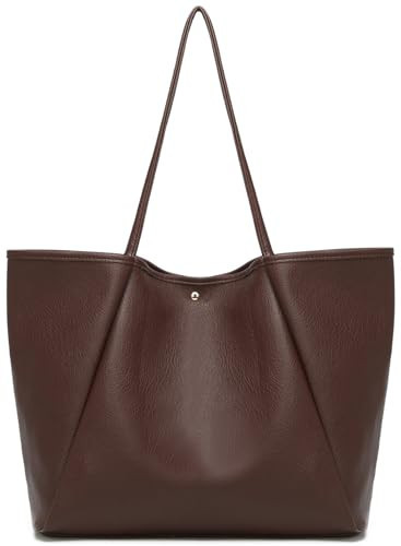 Dreubea Large Leather Tote Bag for Women - Big Work Bag, Spacious Minimalist Handbag, Tote Handbag for Office Coffee | Amazon (US)