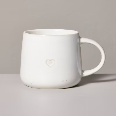 16oz Reactive Glaze Stoneware Mug with Embossed Heart Sour Cream - Hearth & Hand™ with Magnolia | Target