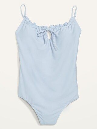 Gathered Keyhole One-Piece Swimsuit for Women | Old Navy (US)