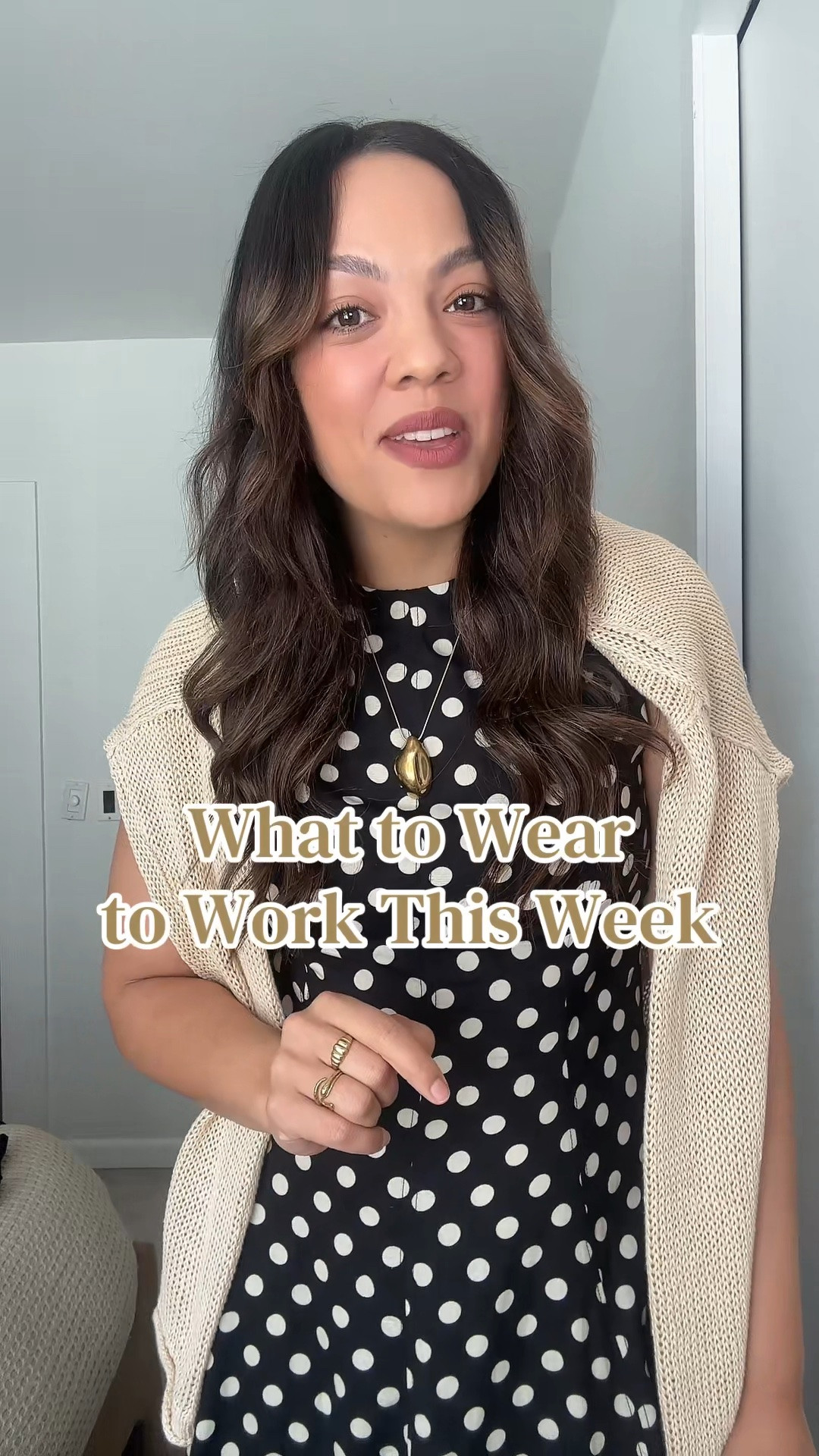 Here is what you can wear to work this week!

Monday:
-Zara polka dot midis dress from last year. Similar options linked. 
-Banana Republic butter yellow linen knit sweater, I have a large. 
-Madewell black leather bucket tote. 
-Gold slingback kitten heels, similar linked. 

Tuesday:
-Aritzia black linen tailored trousers, I have a size 10. 
-Quince white linen popover collared blouse, I have a size medium. 
-Abercrombie black and gold belt. 
-Anthropologie beaded necklace. 

Wednesday:
-Banana Republic black mini dress, I have a size medium. 
-Poppy Barley sided brown ballet flats. 
-Ganni leopard print tote bag. 

Thursday:
-Aritzia white button up vest top, I have a size 10. 
-Aritzia pleated midi skirt, similar patterns linked.  I have a medium. 
-Sam Edelman cream mesh ballet flats. 

Friday:
-Massimo Dutti cream barrel jeans, I have a size 8. 
-Dissh black linen top, similar linked. 
-Banana Republic red woven flats. 
-Banana Republic black cord pendant necklace.

#LTKworkwear #LTKsummer #LTKstyletip