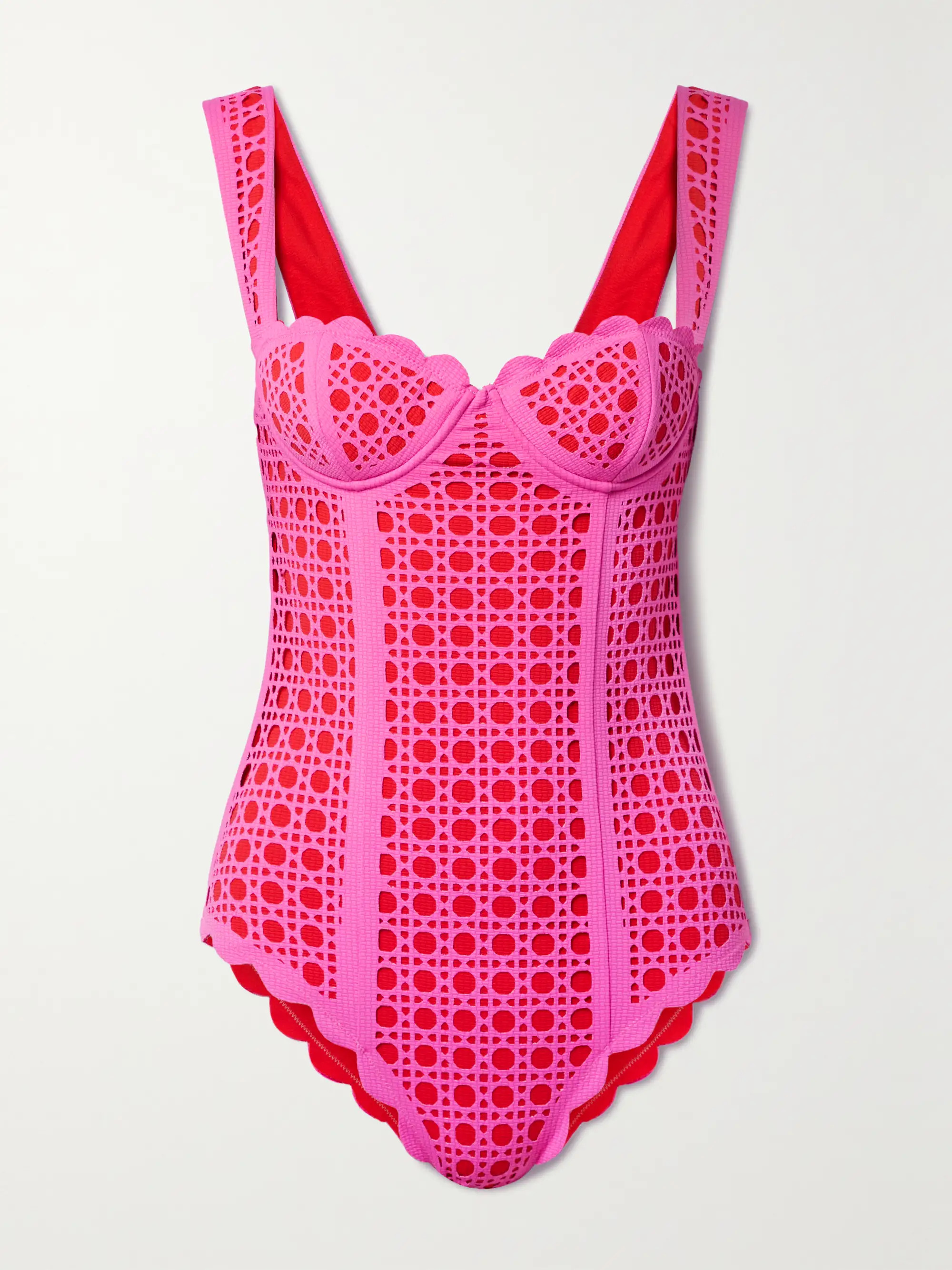 La Roche scalloped cutout seersucker underwired swimsuit | NET-A-PORTER (UK & EU)