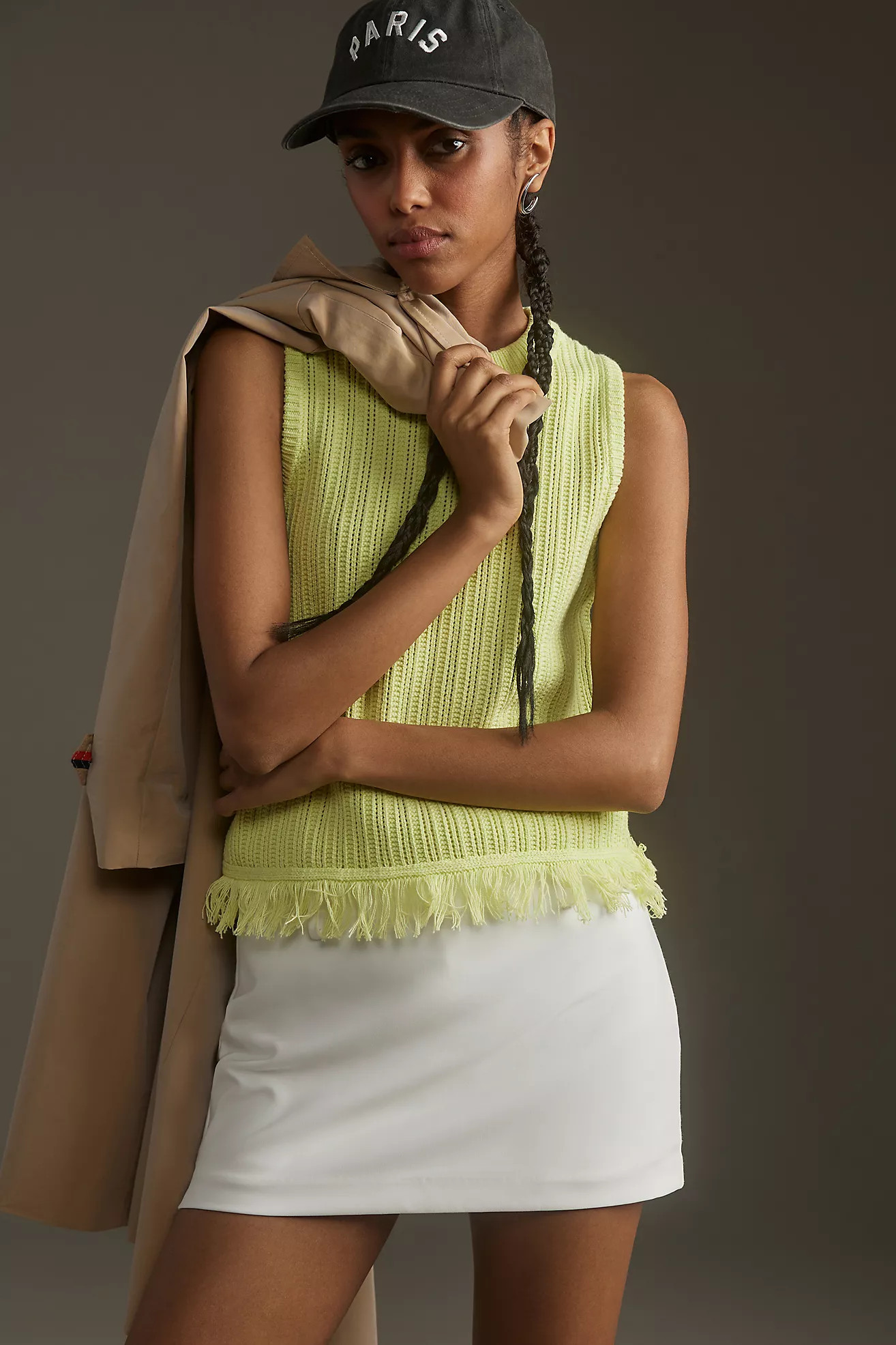 Flat White Fringe-Hem Sweater Tank | Anthropologie (US)