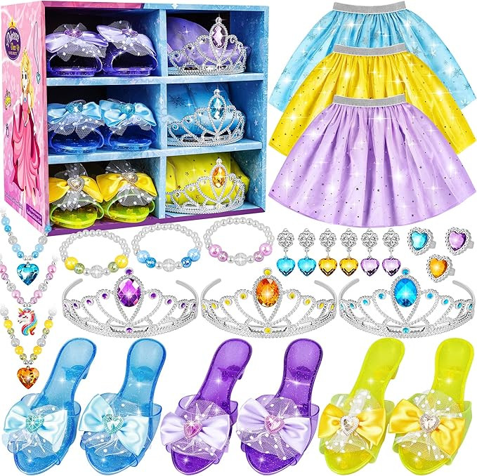 Princess Jewelry Boutique Dress Up & Elegant Shoe, Role Play Fashion Accessories of Crowns, Skirt... | Amazon (US)