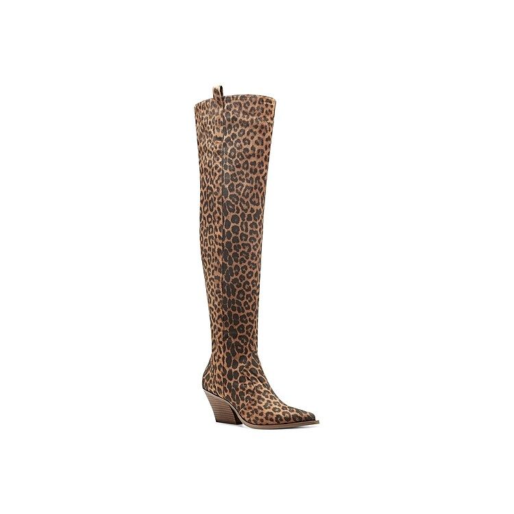 Jessica Simpson Zeana Over The Knee Boot - Women's - Brown/Black Leopard Print - Block | DSW