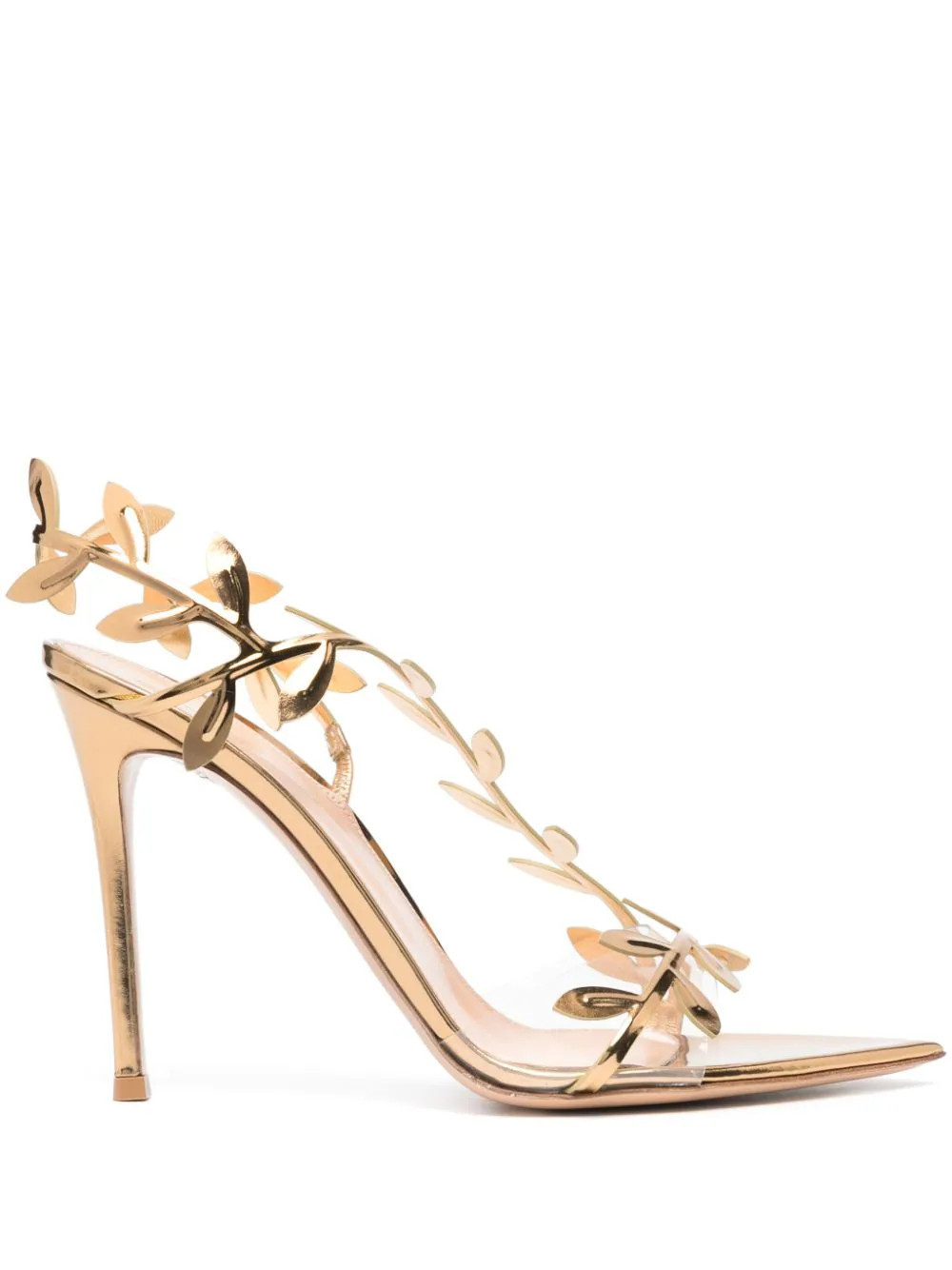 Gianvito Rossi Flavia 105mm leather sandals - Gold | Farfetch Global