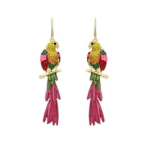 Colorful Parrot Dangle Earrings Shining Rainbow Rhinestone Drop Earrings Bohemian Animal Bird Earrings for Women Jewelry | Amazon (US)