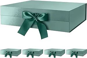 Amazon.com: GREEN BEAN 5 Large Gift Boxes with Ribbon 13x9.7x3.4 Inches, Green Gift Boxes with Li... | Amazon (US)