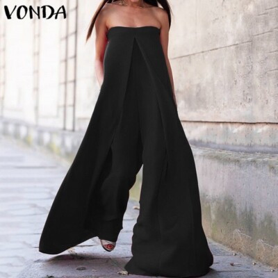 ZARA STRAPLESS VOLUMINOUS LINEN BLEND JUMPSUIT BLACK 3152/270 | eBay US