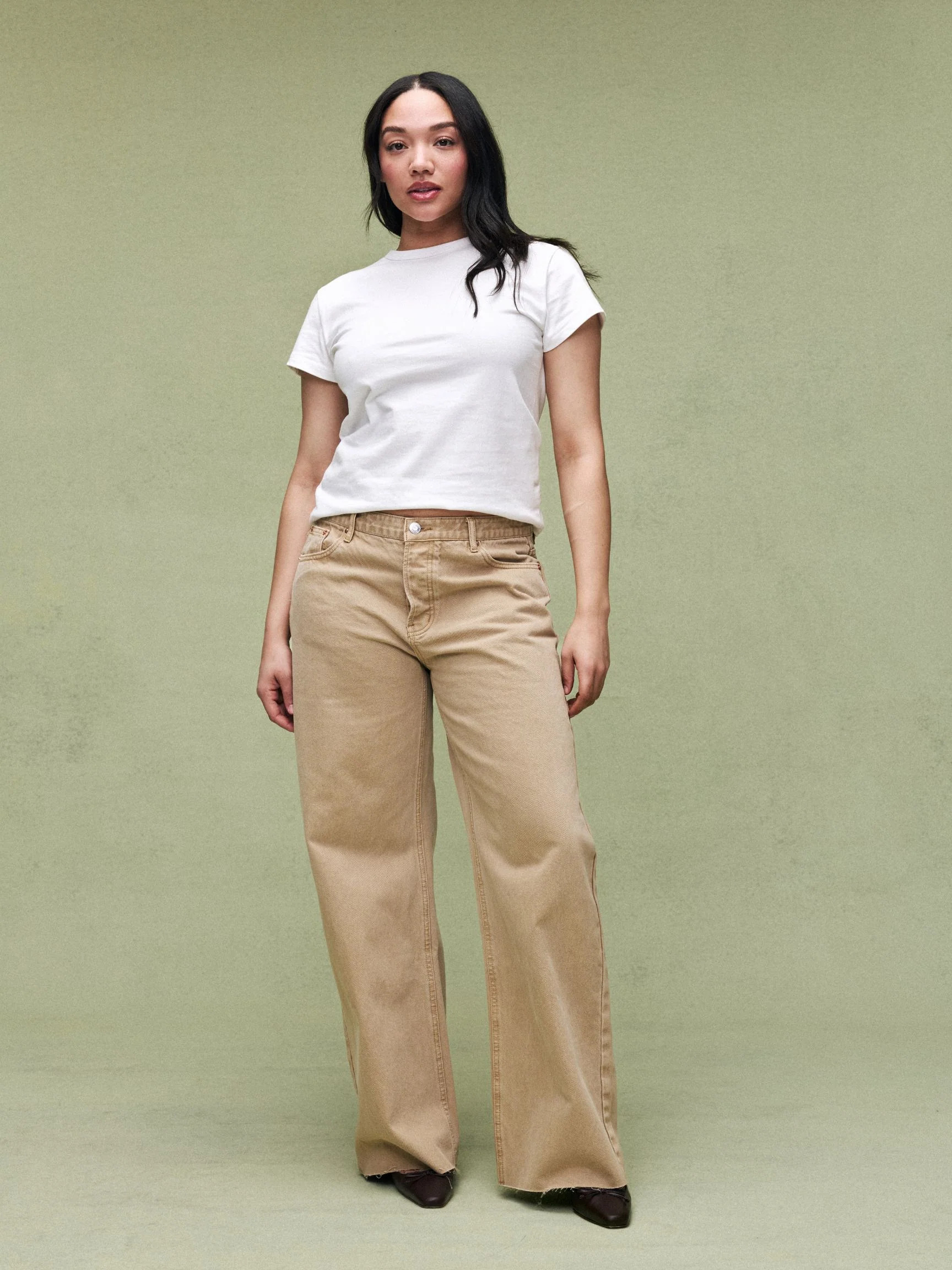 Low Rise Baggy Jeans - Camel | Parke