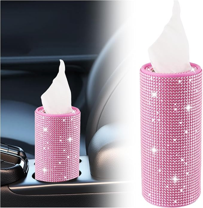 Bling Car Tissue Holder for Cup Holder,Rhinestone Travel Car Tissue Box(30 Tissues/3-ply),Univers... | Amazon (US)