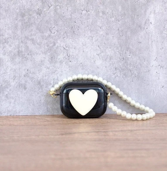 Black & White Elegant and Luxury Airpods Case With Pearl Wrist | Etsy | Etsy (US)
