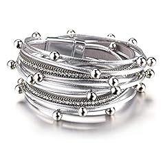 Fesciory Leather Wrap Bracelets for Women, Boho Leopard Multi-Layer Crystal Beads Cuff Bracelet J... | Amazon (US)