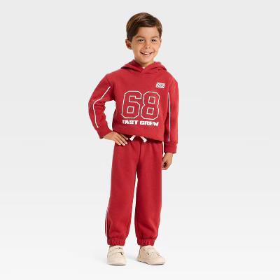 Toddler Boys' 2pc Fleece Hoodie and Jogger Pants Set - Cat & Jack™ Red | Target